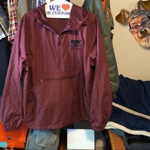 Sport-Tek Mens Rain Jacket Pullover Hooded Graphic Half Zip Lightweight Size M